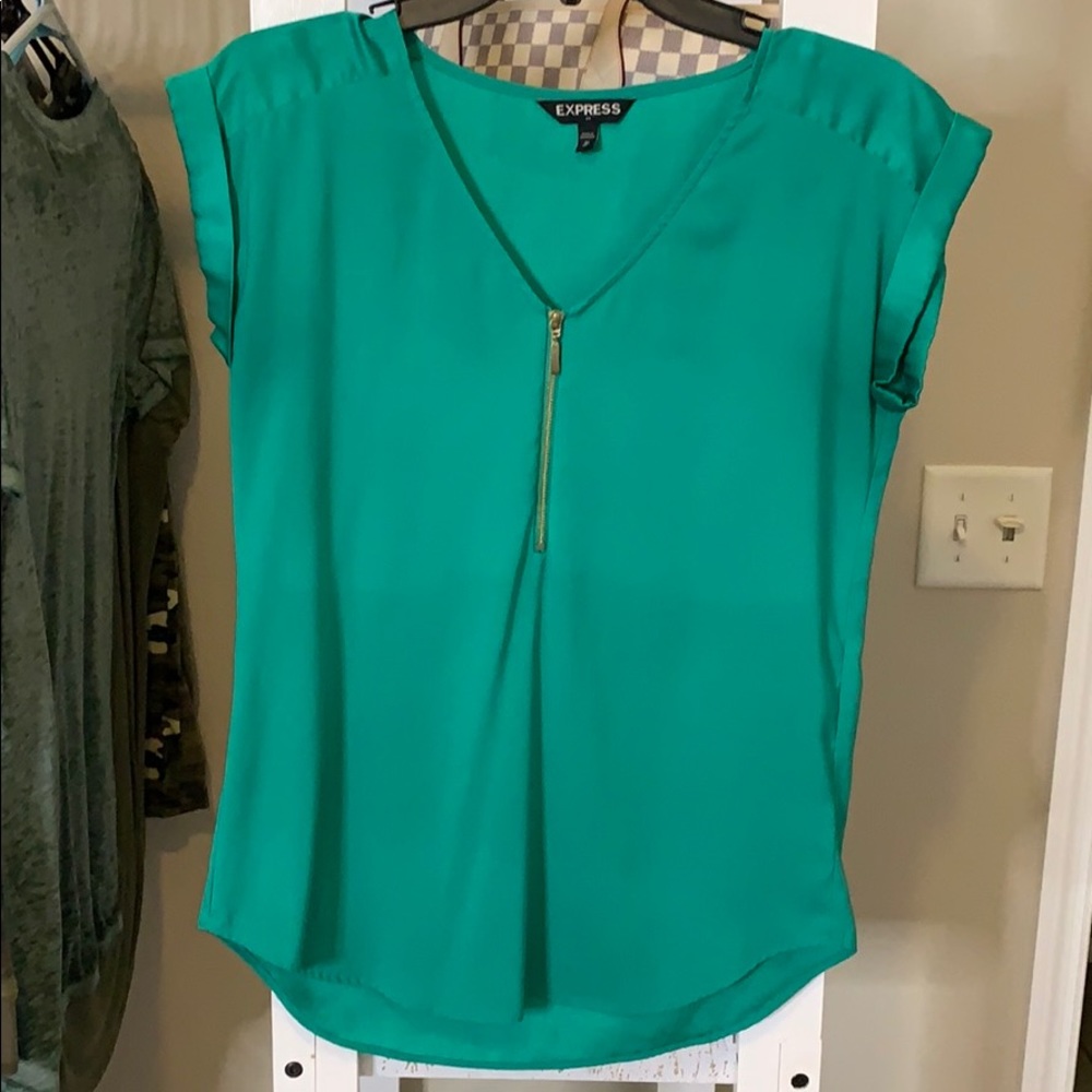 Zipper Front Short Sleeve Top